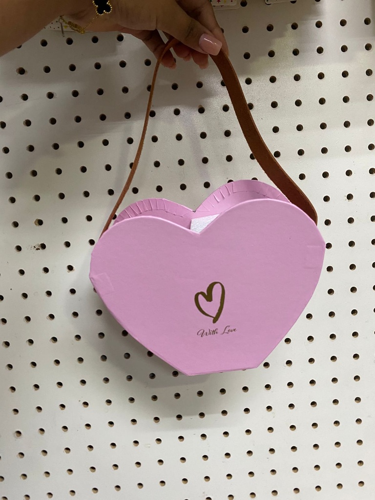 CAJA P/FLOR CORAZON ROSADO