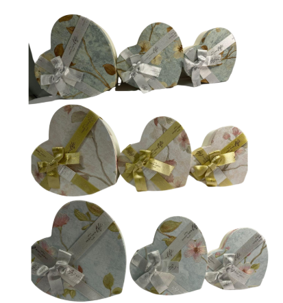 SET DE CAJA CORAZON DE 3 PCS FLORIADA
