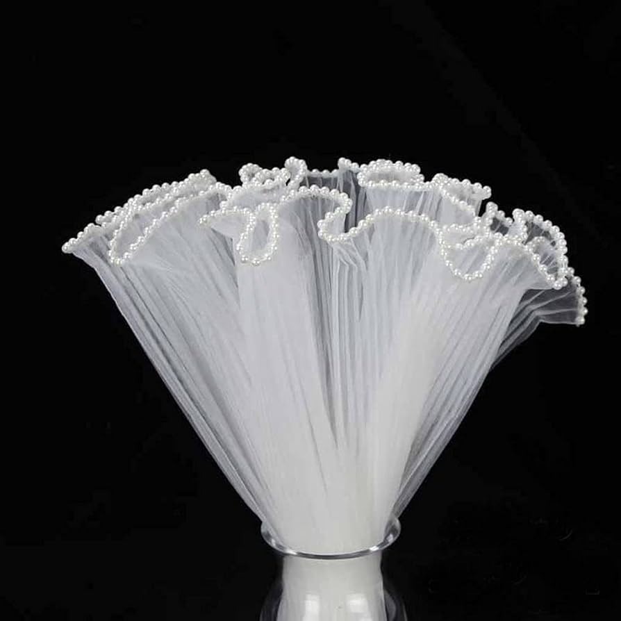 ORGANZA C/PERLA PARA RAMO DE FLORES BLANCA 28CI