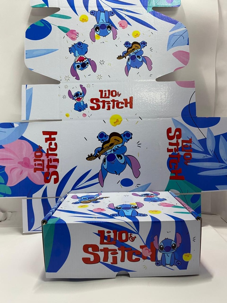 CAJA CORRUGADA DE PERSONAJES STICH AZUL