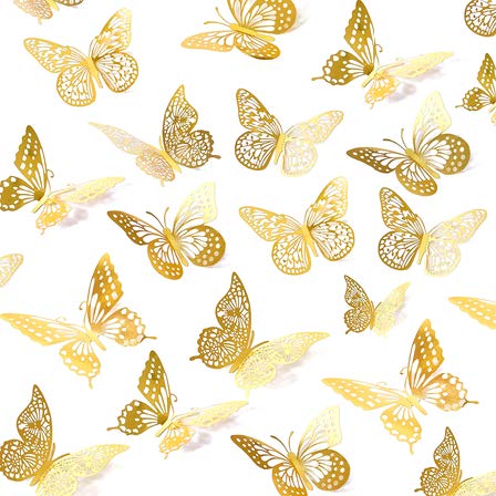 MariposasDORADA - 12 mariposas por paquete