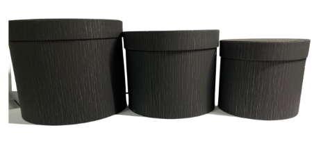[TF-8651] SET DE CAJA P/FLOR REDONDA 3 PCS NEGRA