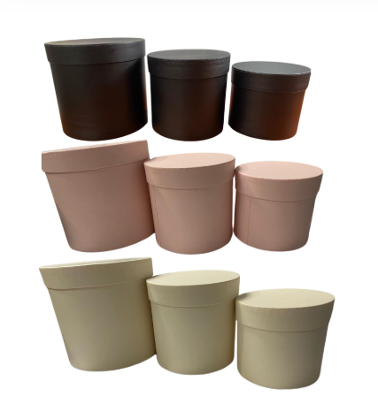 [O3X313] SET 3 CAJAS CILINDRO NEGRAS/ROSA/CREMA