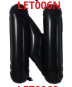 [LET006N] GLOBO LETRA N 16 PULGADAS NEGRO