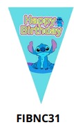 [FIBNC31] Banners de cumpleaños 1 pieza 20x28.5cm STITCH