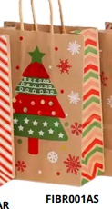 [FIBR001AS] BOLSAS DE REGALO NAVIDAD KRAFT PEQUEÑAS 20 PIEZAS/BOLSA 21x15x8cm