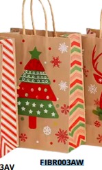 [FIBR003AW] BOLSAS DE REGALO NAVIDAD KRAFT GRANDES 20 PIEZAS/BOLSA 32x26x12cm