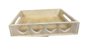 Bandeja de madera corazones