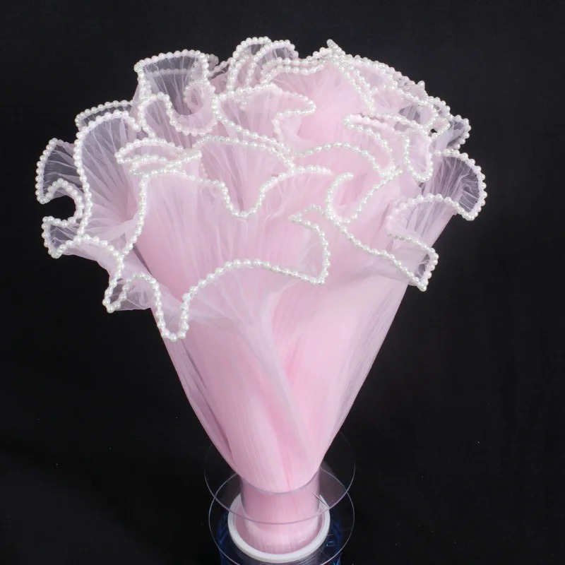 ORGANZA C/PERLA PARA RAMO DE FLORES ROSADA 28C