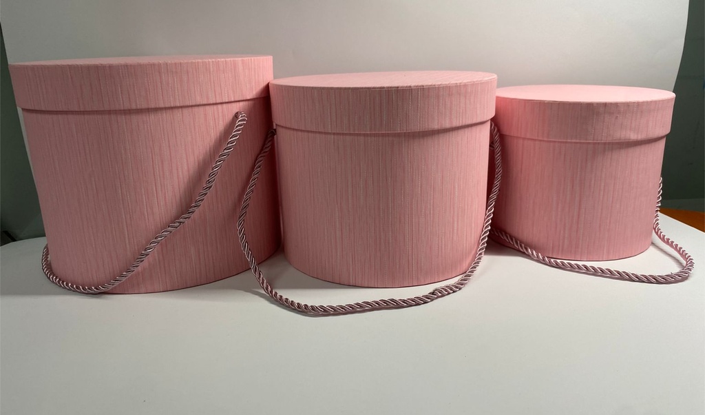 SET DE CAJA P/FLOR REDONDA 3 PCS ROSADA
