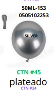 Globos Metalicos 50 piezas/bolsa 10"