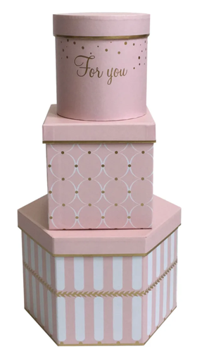 [W6671] Set de 3 cajas rosadas