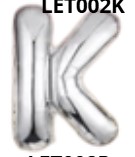 [LET002K] GLOBO LETRA K 16 PULGADAS PLATEADO