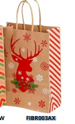 [FIBR003AX] BOLSAS DE REGALO NAVIDAD KRAFT GRANDES 20 PIEZAS/BOLSA 32x26x12cm