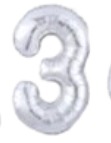[N40-002P3] Globos Plateado Números de 40 pulgadas