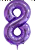 [N40-010N8] Globos Morado Números de 40 pulgadas